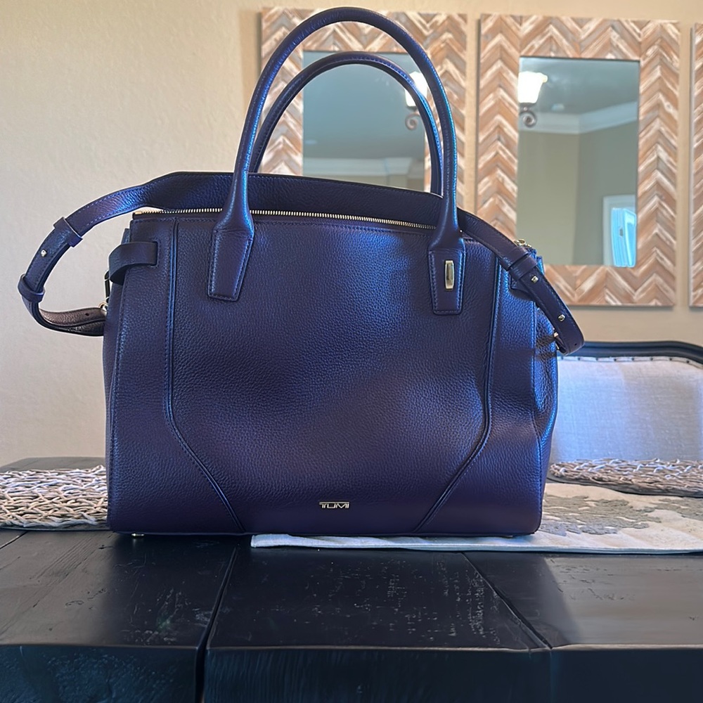 Tumi Stanton Kiran Tote in Purple Pebbled Leather